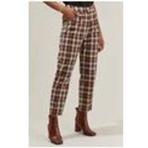 Sugar Lips Cropped Pants Rust Hen Plaid High Waist Pockets Cotton XL‎